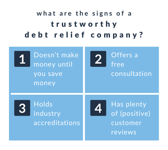 What are the signs of a healthy debt relief company?