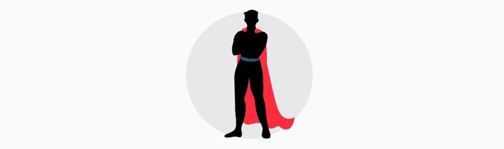 cartoon superhero with red cape