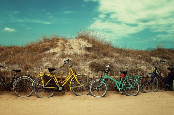 Bikes at a beach