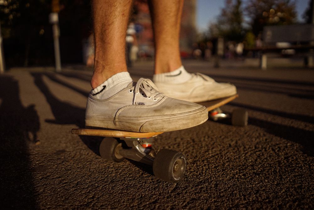 feet on a skateboard