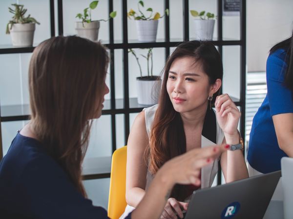 business women talking