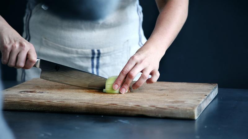 chopping vegetables