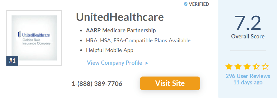 screenshot of UnitedHealthcare's Best Company stats