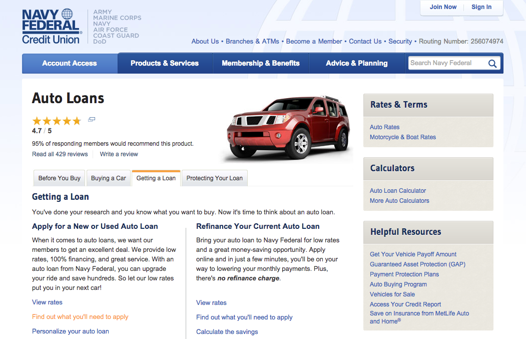 Navy Federal Credit Union Car Loan Reviews TBC